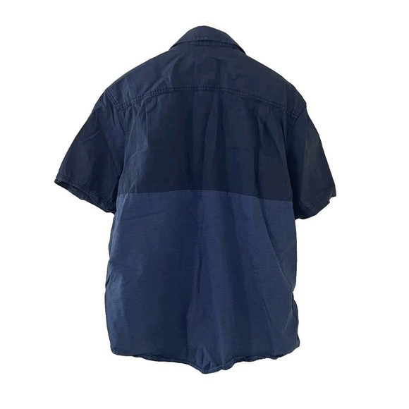 American Rag CIE Men's Large Button Up Shirt Short Sleeve Two Tone Blue Cotton - Picture 2 of 7